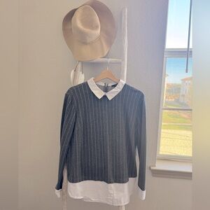 Forever 21 Striped Sweater with Collar